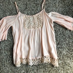 Over the shoulder pink tank